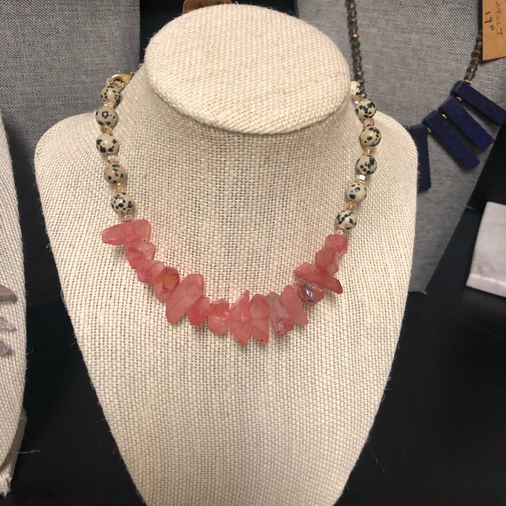 Coral with Dalmatian Jasper